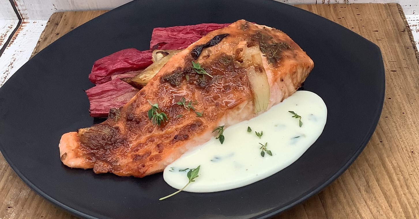 Baked Salmon with Rhubarb