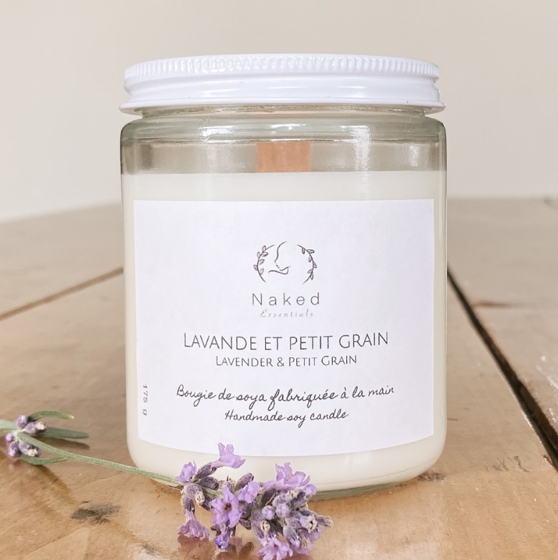 Chandelle soja à la lavande et au petit grain