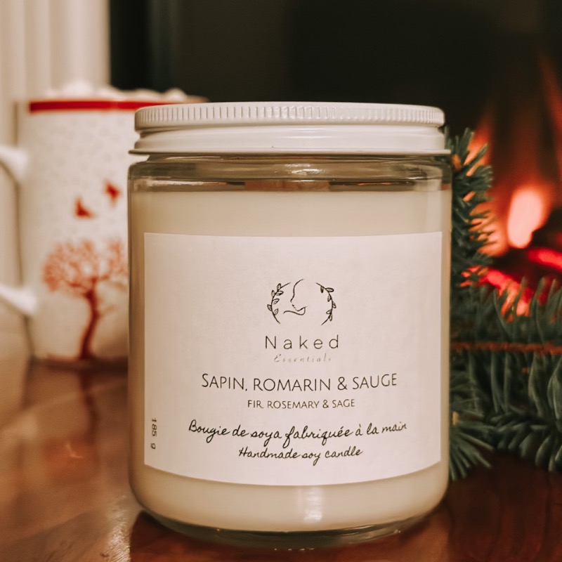 Chandelle de soja au sapin, romarin et sauge