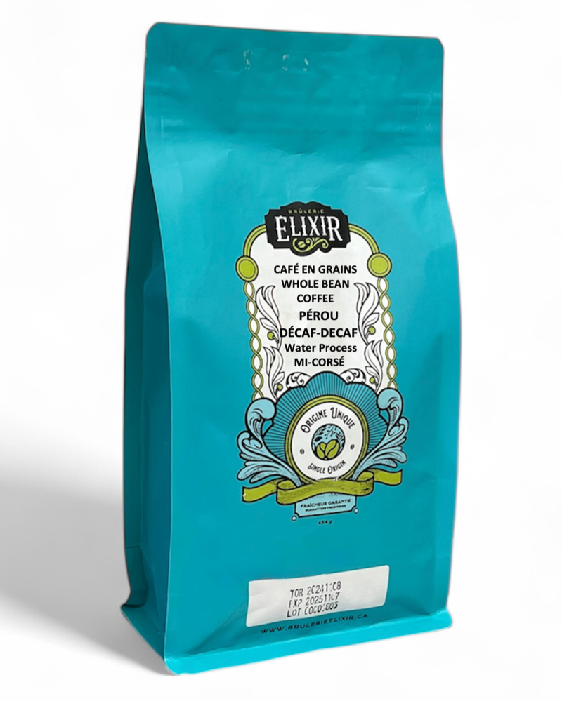 Pérou décaféiné, procédé "Swiss Water", mi-corsé